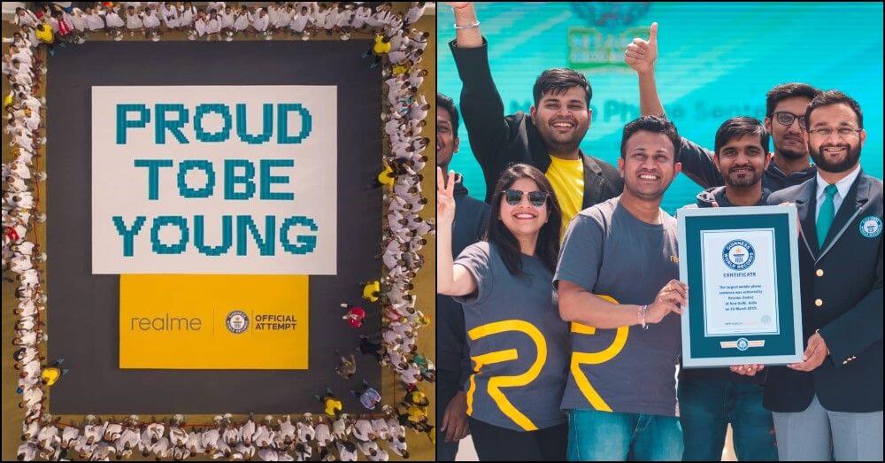 Realme 3 ने 1024 स्मार्टफोन्स से &#8220;Proud To Be Young&#8221; लिखकर बनाया &#8216;गिनीज़ वर्ल्ड रिकाॅर्ड&#8217;