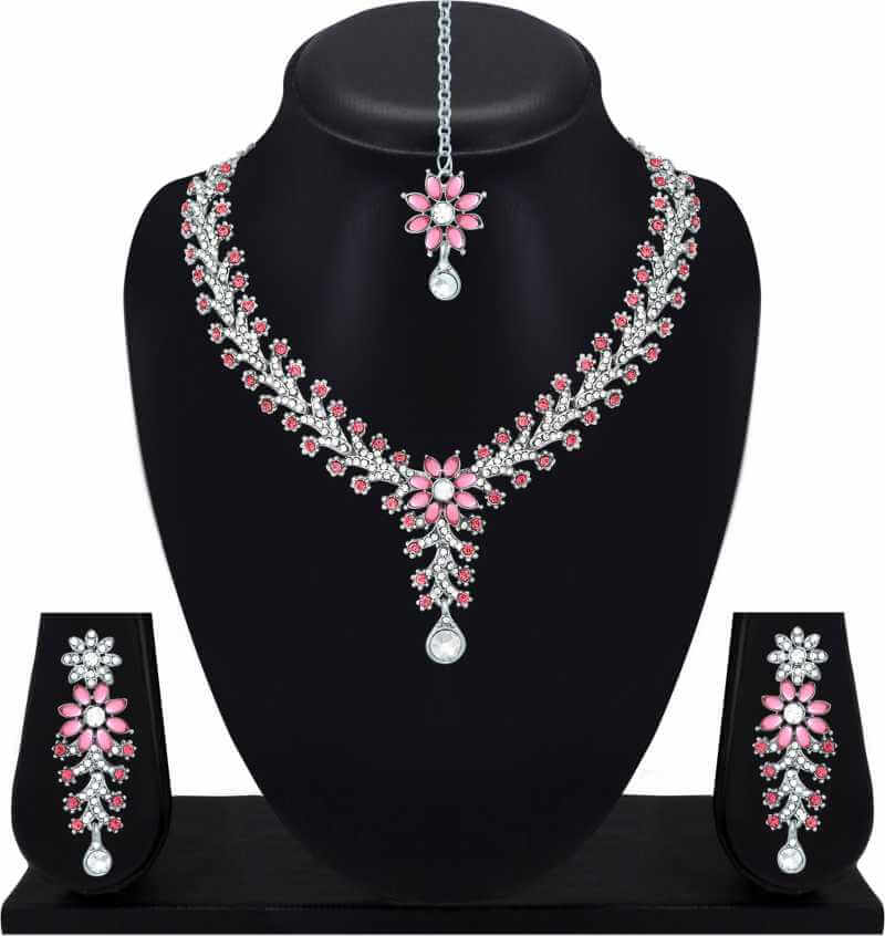 Silver Pink Jewellery Set