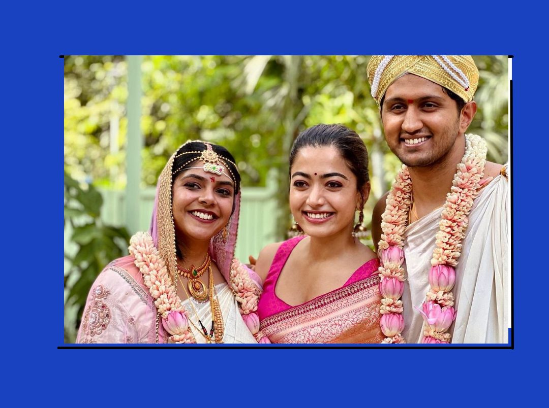 Rashmika Mandanna Pink Saree