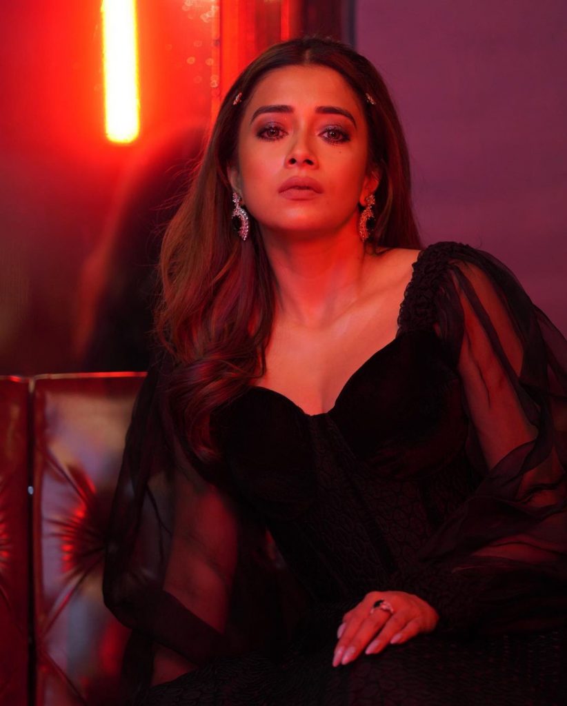 Tina Datta in black full sleeves dress