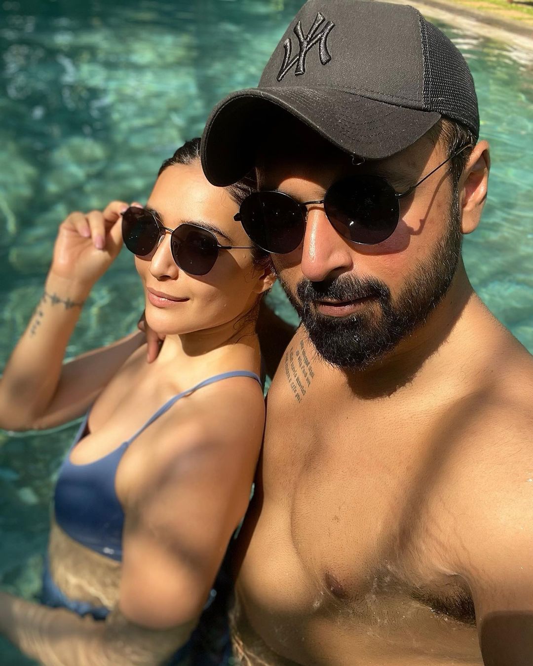 couple swimming together