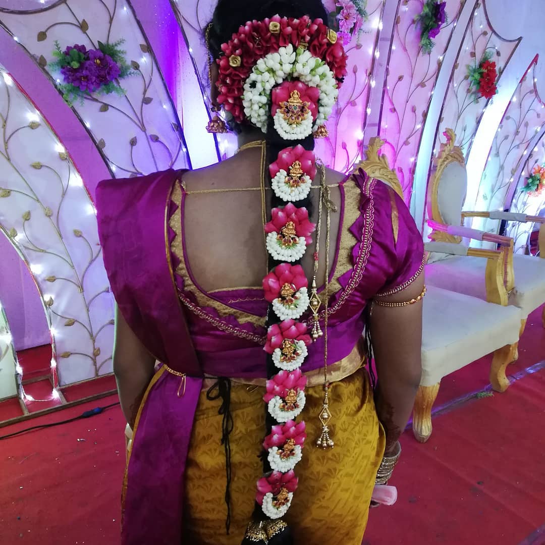 Traditional Braid with Flowers