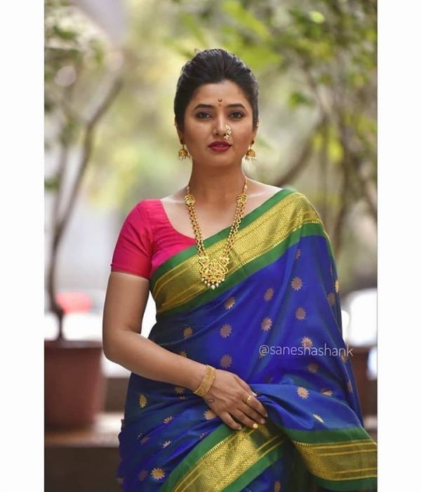 नवीन) Engagement Marathi Paithani Saree, मराठी पैठणी साडी