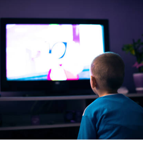 child watching cartoons
