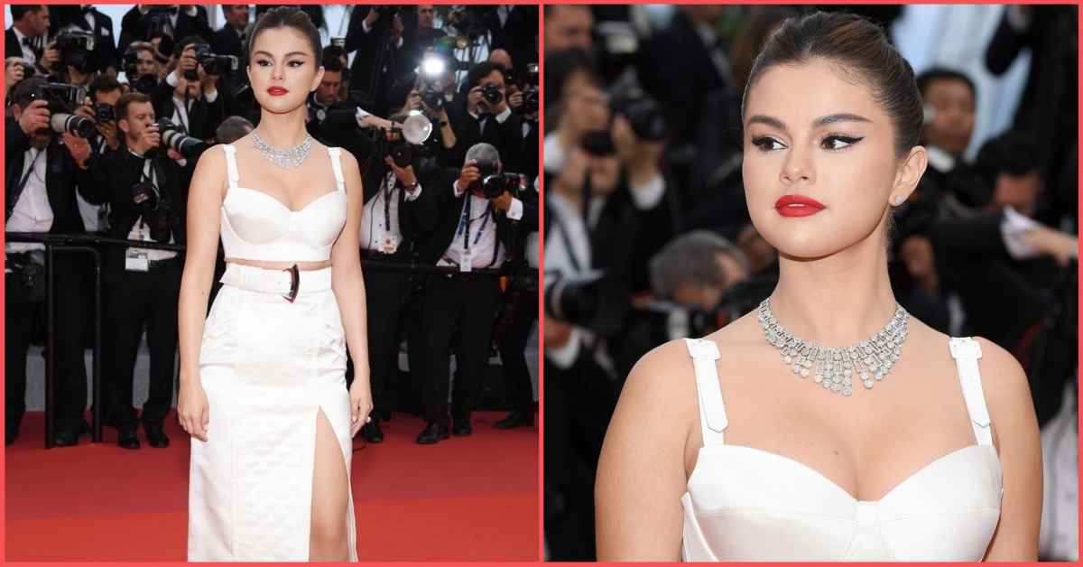 Selena Gomez Cannes Debut In Sexy White Skirt & Bustier