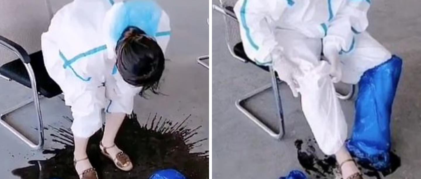 Is That For Real? ‘Buckets Of Sweat’ Gush Out As Medic On Duty Removes Her PPE Kit