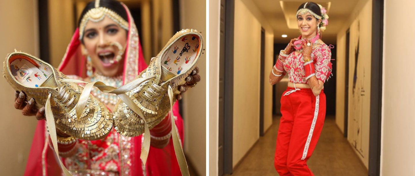This Real Bride Ditched The Regular Heels And Opted For Customised Sneakers  Matching Her Lehenga