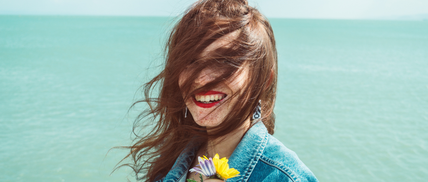 girl with windy hair