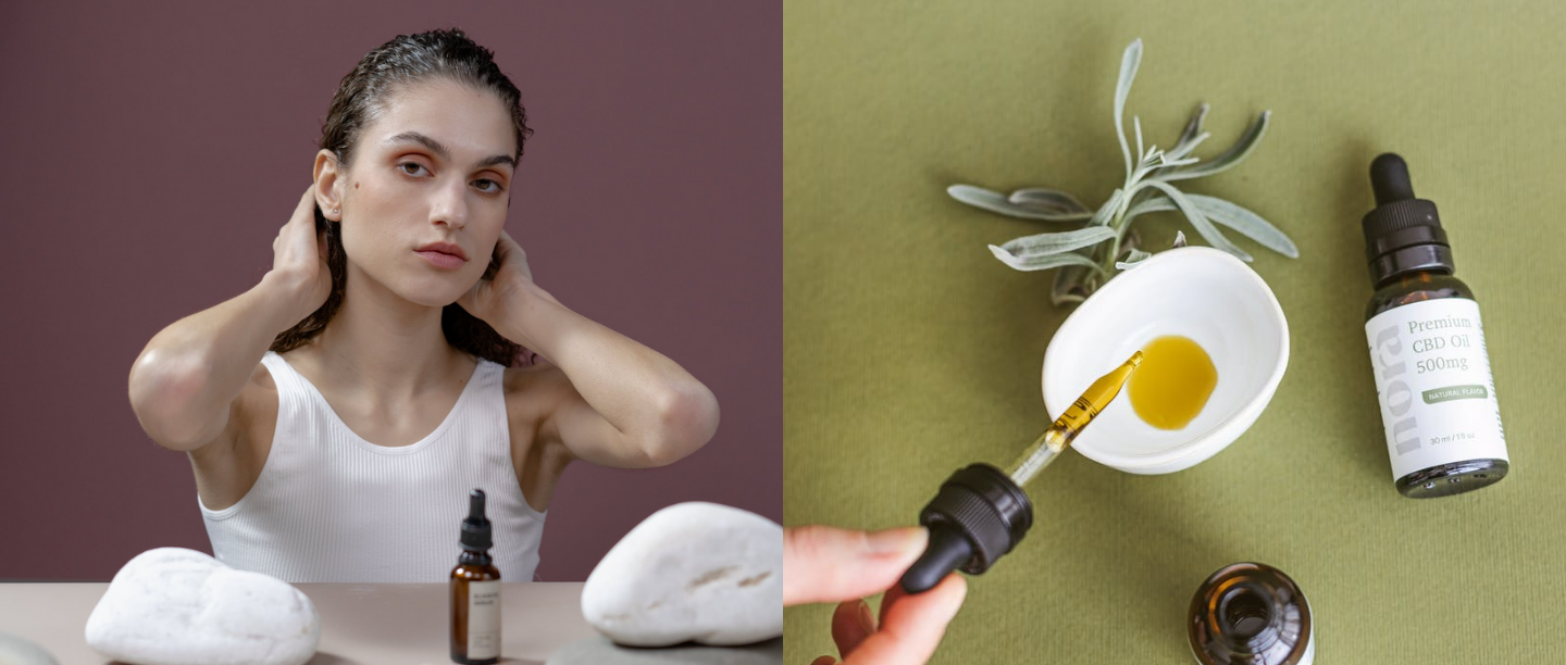 girl applying hair oil