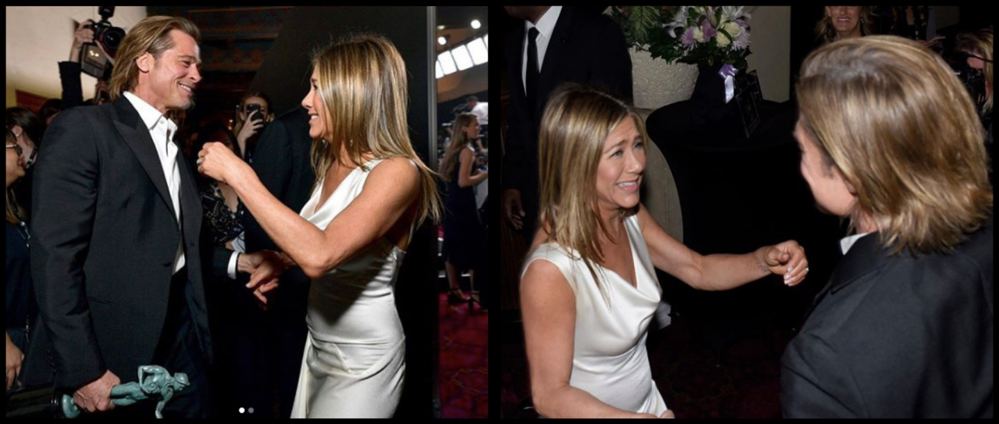 Brad Pitt Jennifer Aniston Reunite At The Sag Awards Popxo