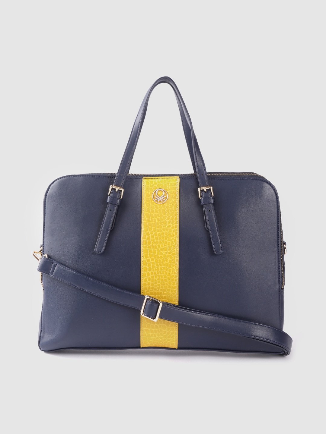 DailyObjects Womens Tote Shoulder Bag With Padded Laptop Compartments For  Upto 14 - Green Navy Blue