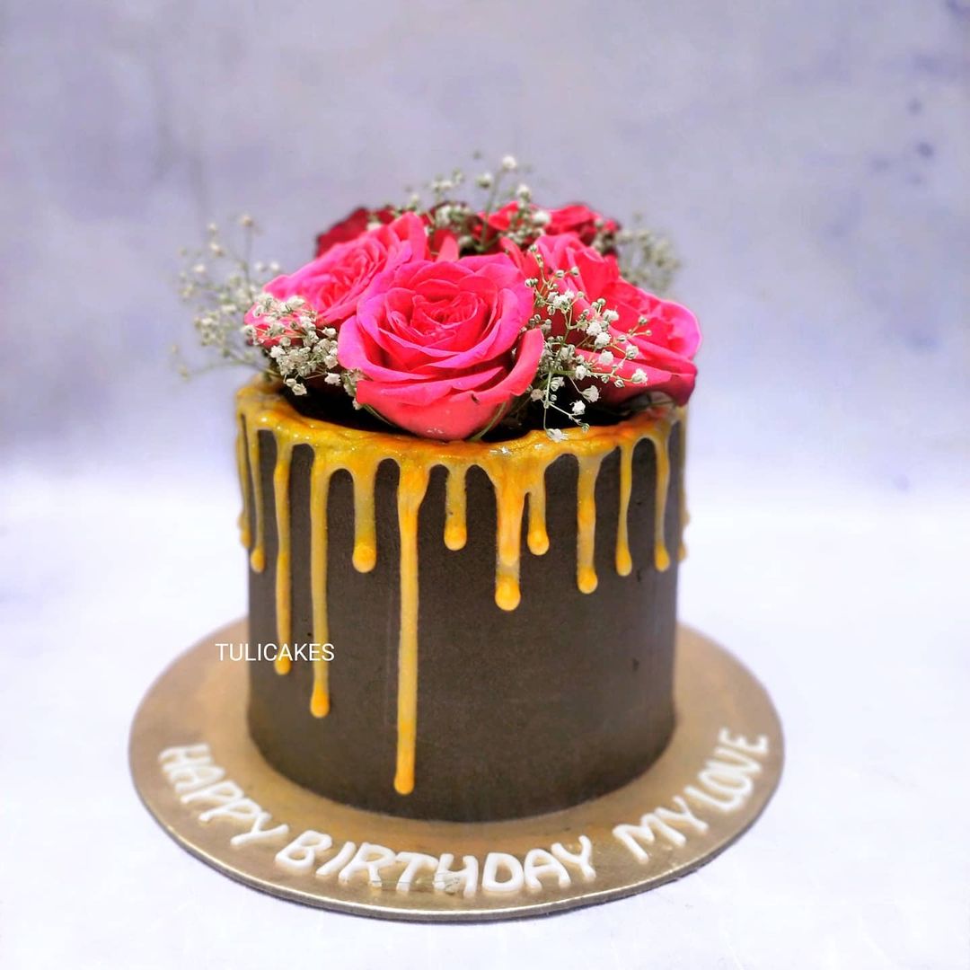 Write Girlfriend Name On Pink Heart Birthday Wishes Cake Image