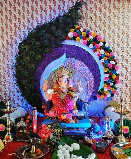 Ganpati Pooja Decoration | Ganesh Chaturthi Makhar Decoration Pune –  jolevents