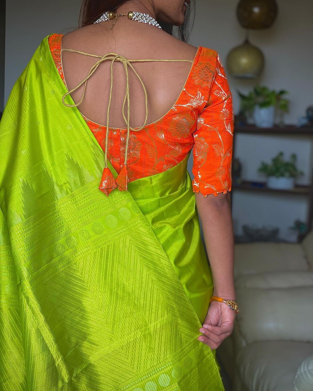 decent saree blouse back designs