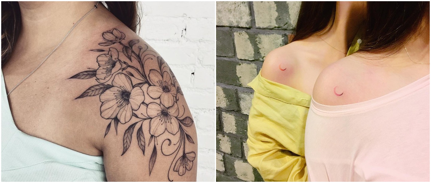 girly tattoos on back shoulder