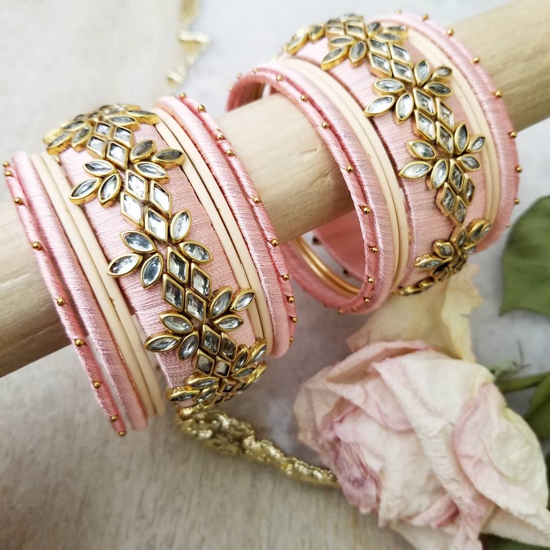 Simple silk thread hot sale bangles designs