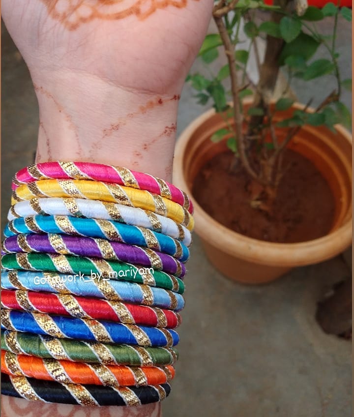 Thread Bangles Designs - Gota Patti Bangles
