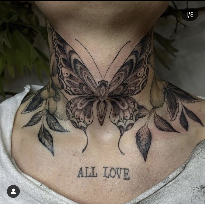 Tattoo uploaded by Justine Morrow  Neck tattoo by Jaylind Hamilton  JaylindHamilton nationalcomingoutday queer qttr lgbt lgbtqia  necktattoo unalome flowers floral peony rose neck  Tattoodo