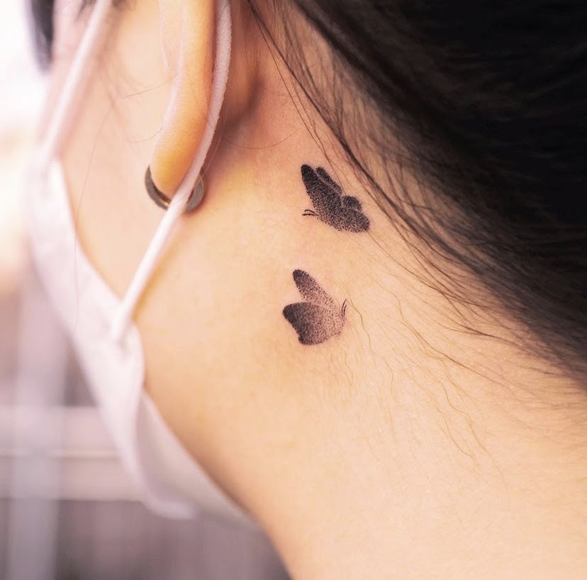 71 Sweet Butterfly Neck Tattoos