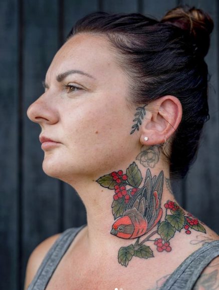 Add A Pop Of Colours - neck tattoo for women