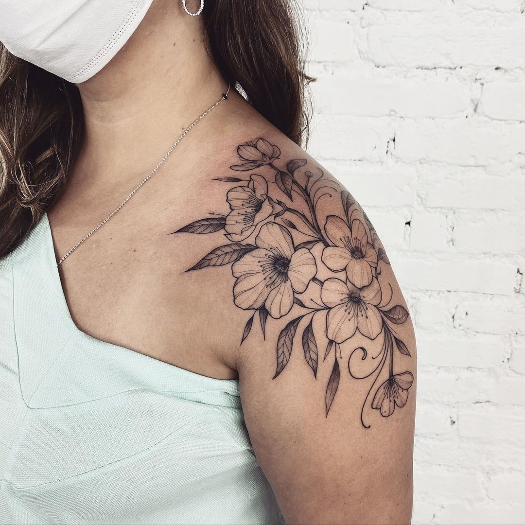 43 Flower Shoulder Tattoo Ideas [2024 Inspiration Guide]