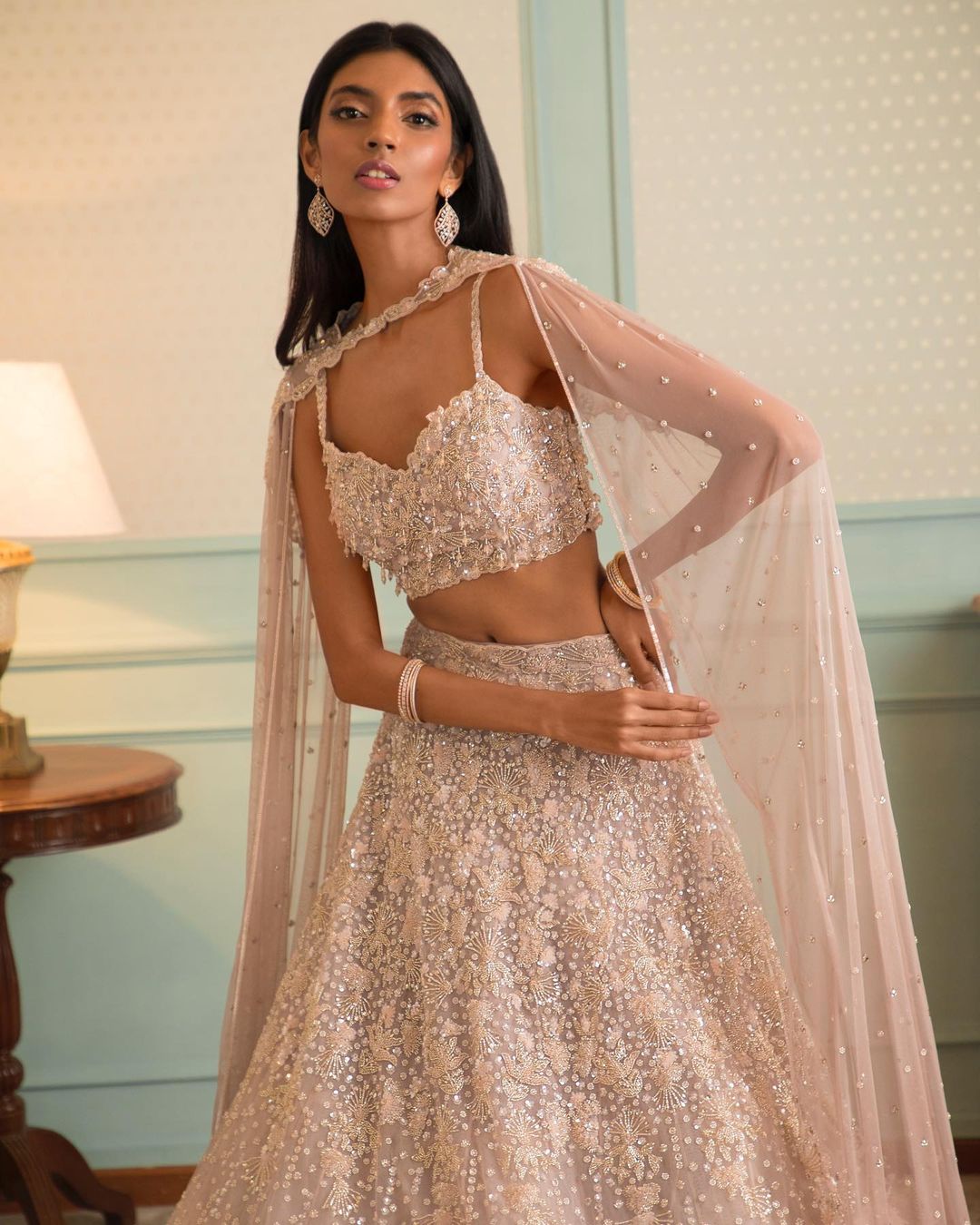 Buy Bollywood model cherry pink georgette lehenga in UK, USA and Canada