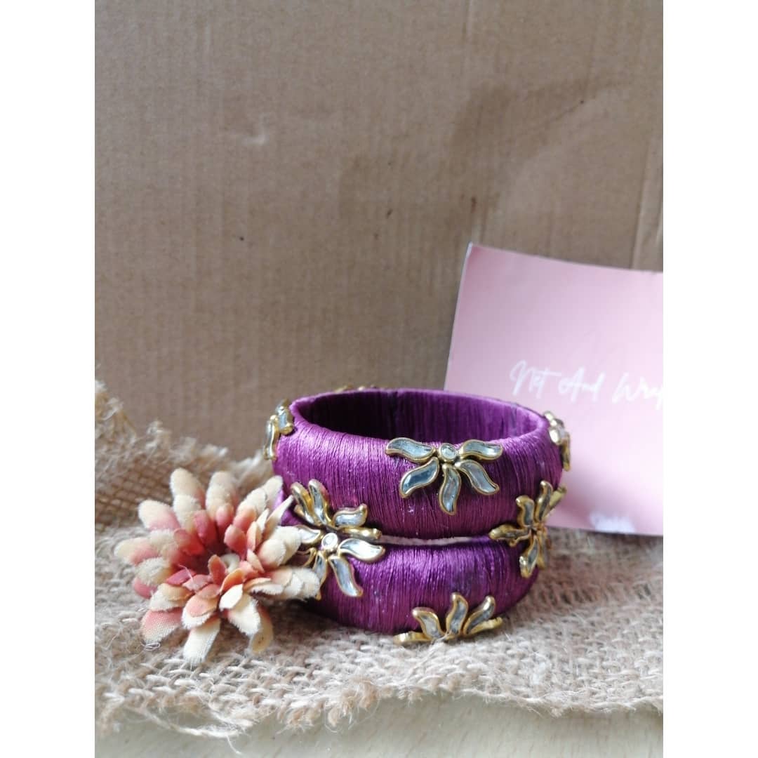 New Thread Bangle Design - Lilac Floral Kada