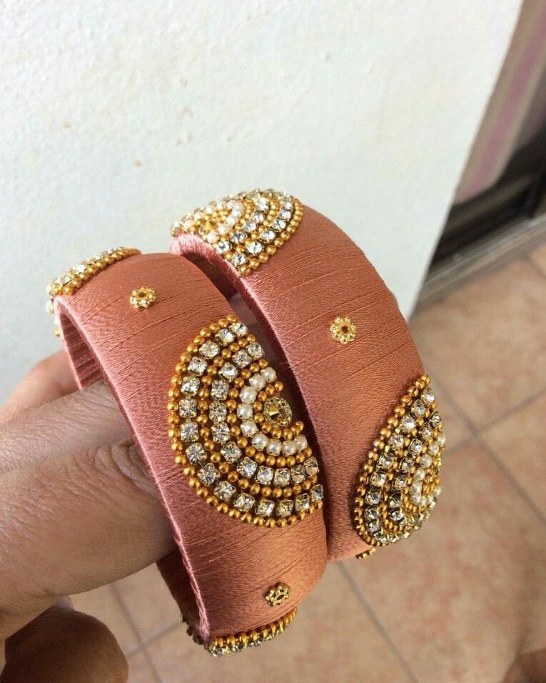 New Thread Bangle Design - Dusty Pink Silk Thread Kada