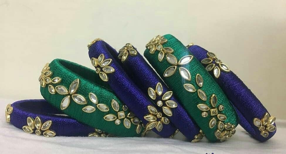 Silk thread bangle designs - Floral Aesthetic