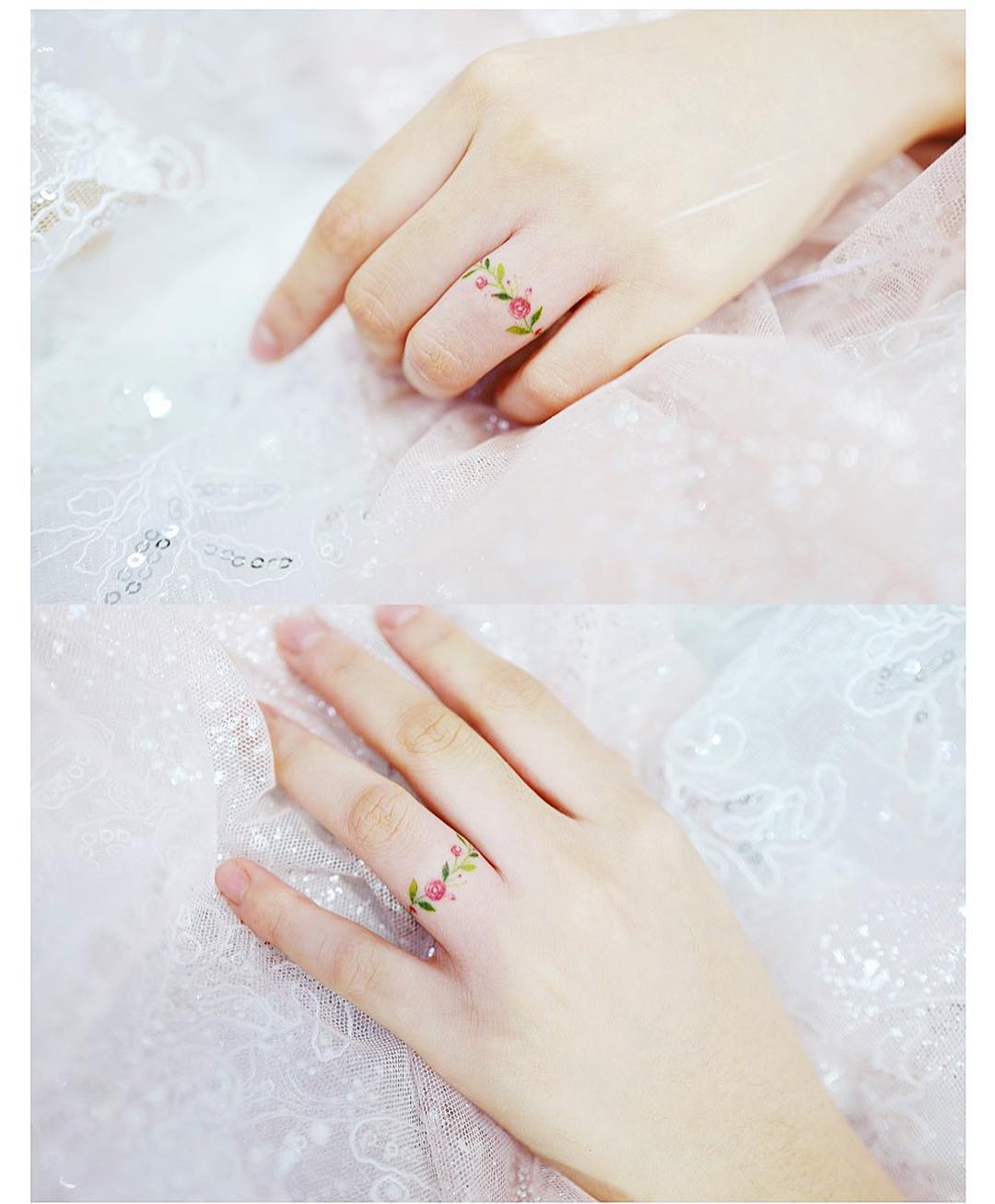 Women's ring finger tattoo - Floral Ring Tattoo