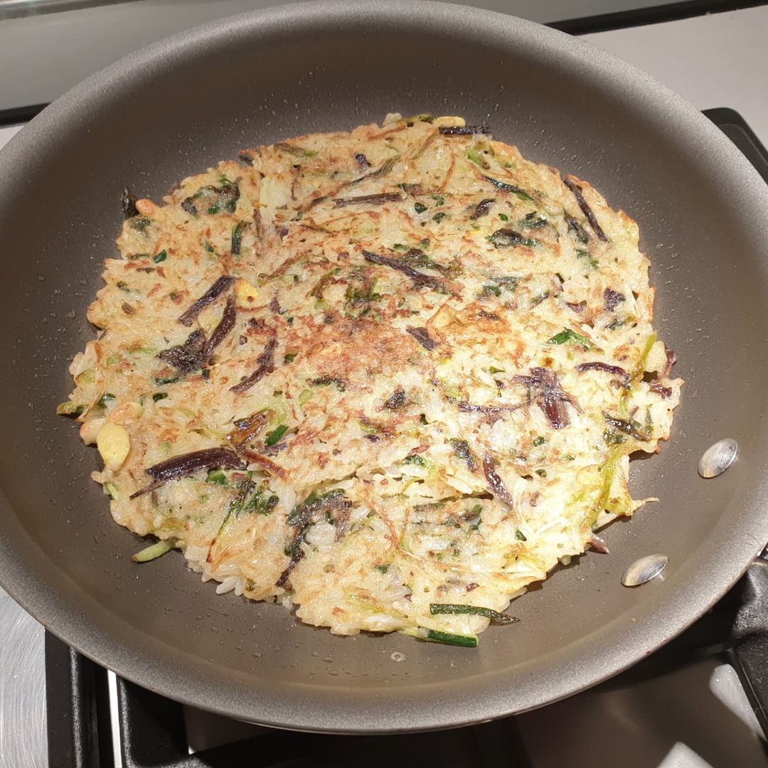 Cooked Rice Pancakes - leftover rice breakfast recipe