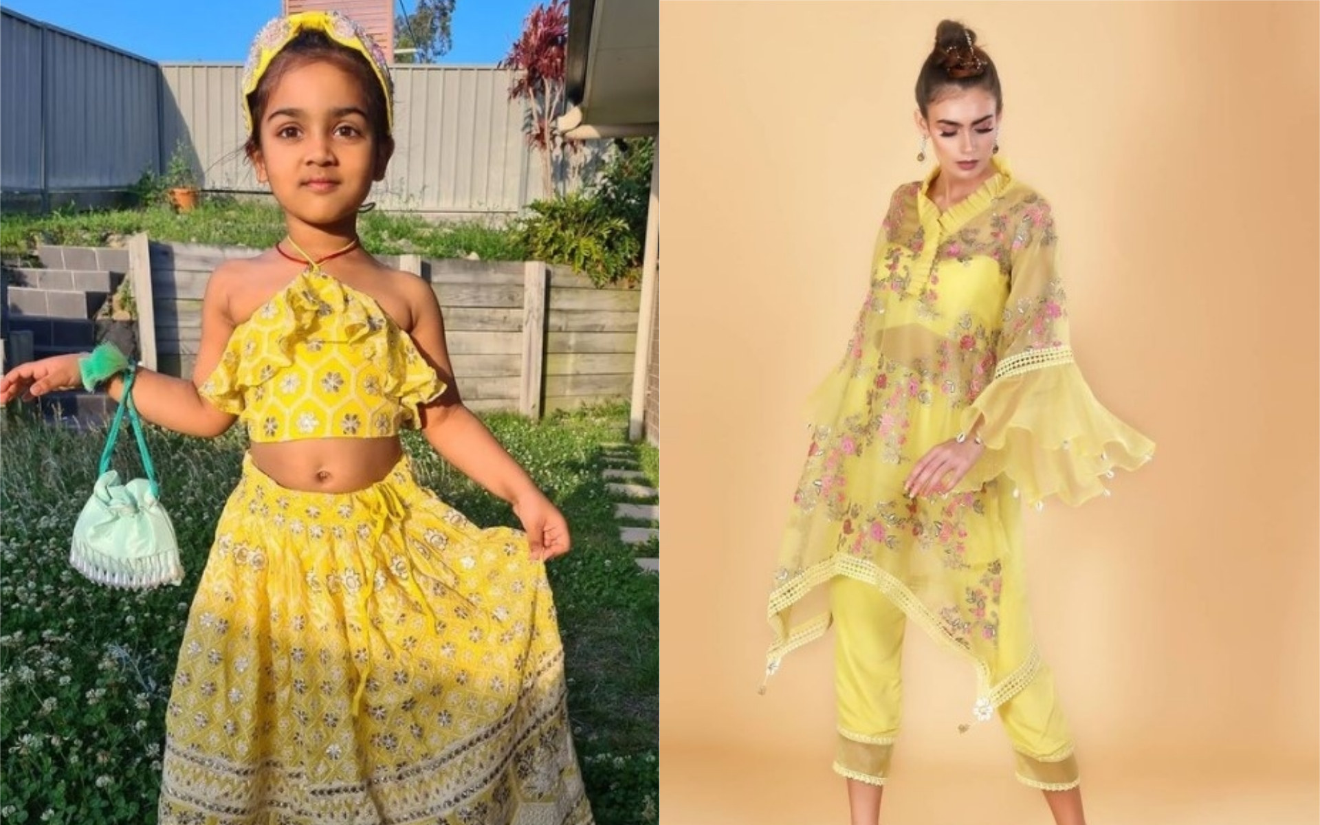 Lemon Yellow Indianwear - best mom and daughter dress
