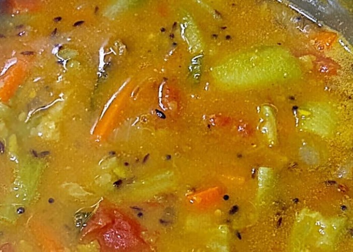 South Indian turai recipe - Peerkangai Sambar (Ridge Gourd Sambar)