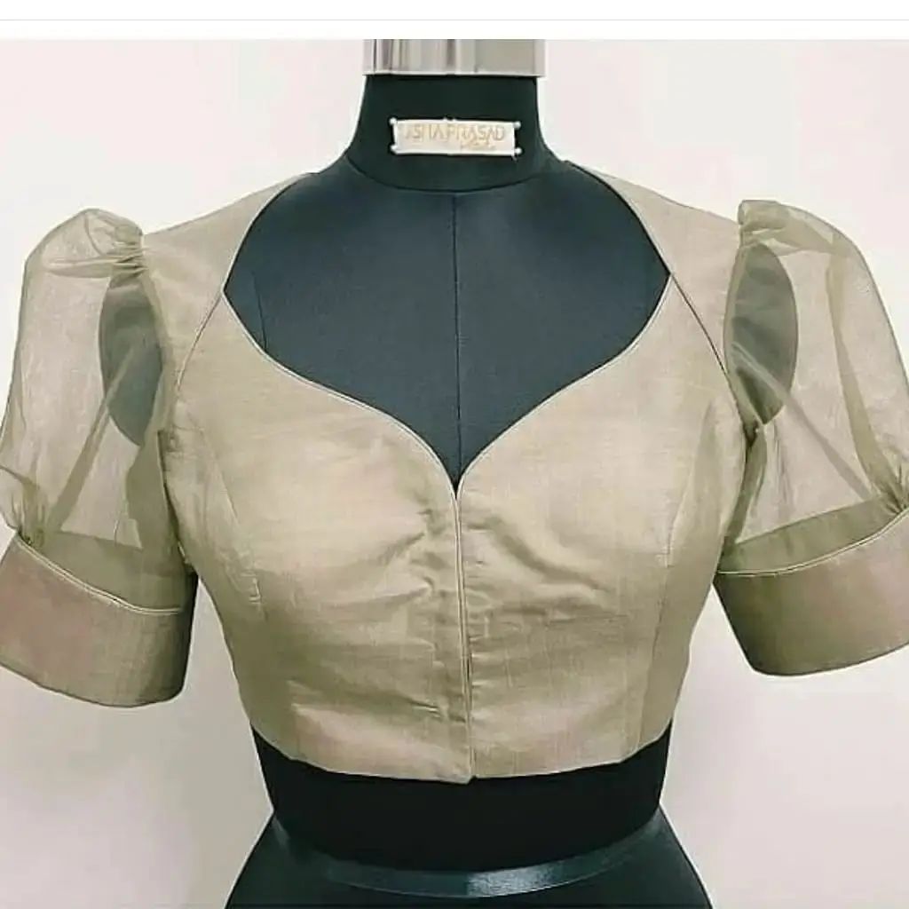 Net Blouse back neck Designs, Half net blouse designs