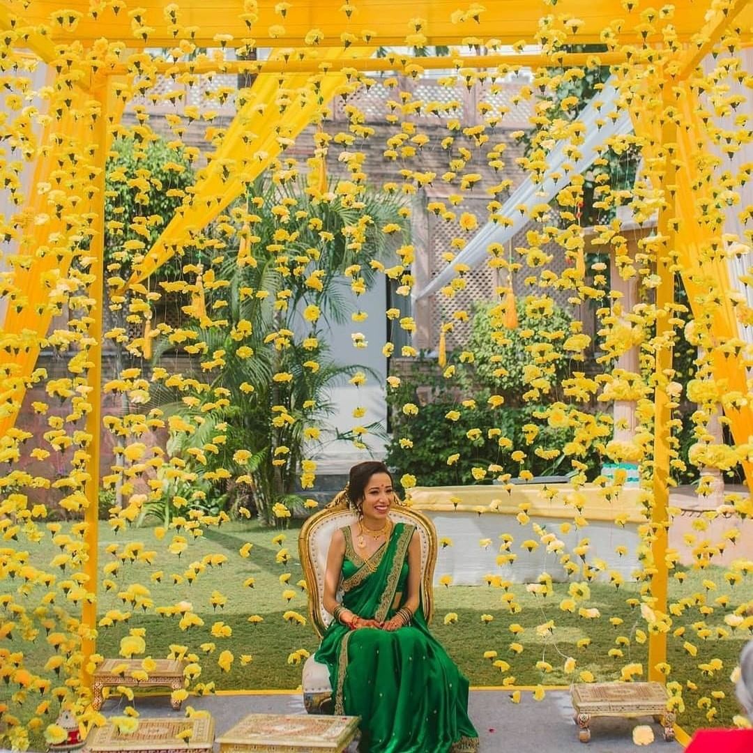 17 Haldi Decoration At Home Ideas For Bride Groom 2022 