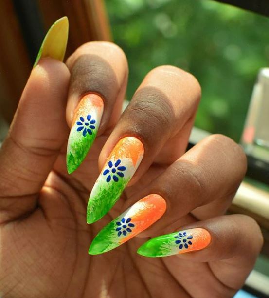 Alt txt Ombre Flower Republic Day Nail Art Designs