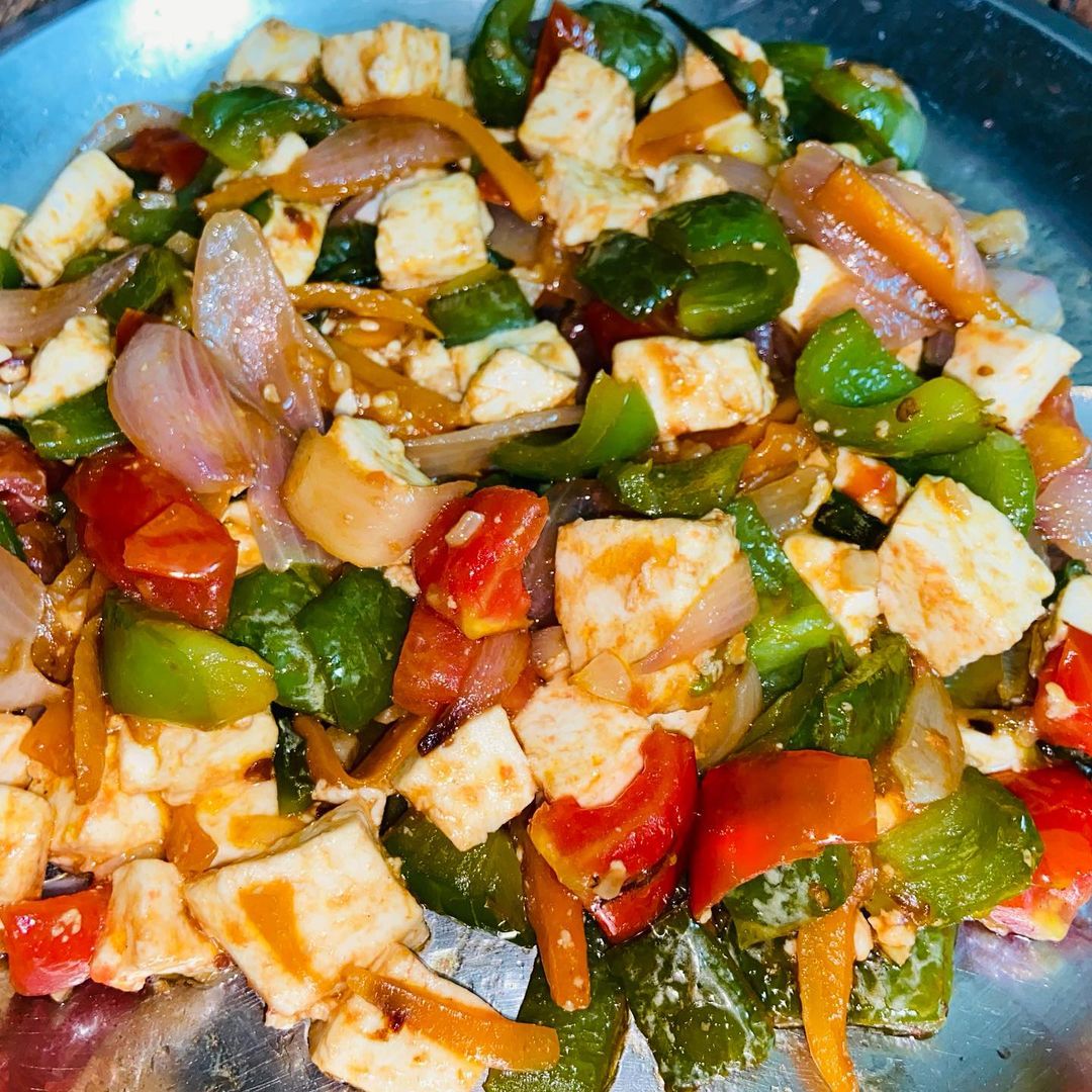 Paneer Capsicum Stir Fry veg dinner recipe