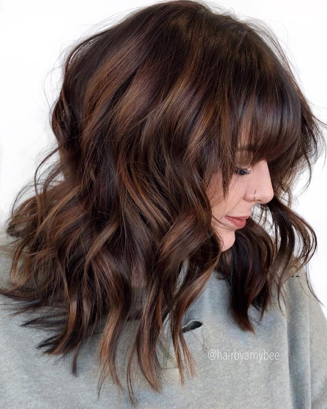 layered wavy shoulder length hair