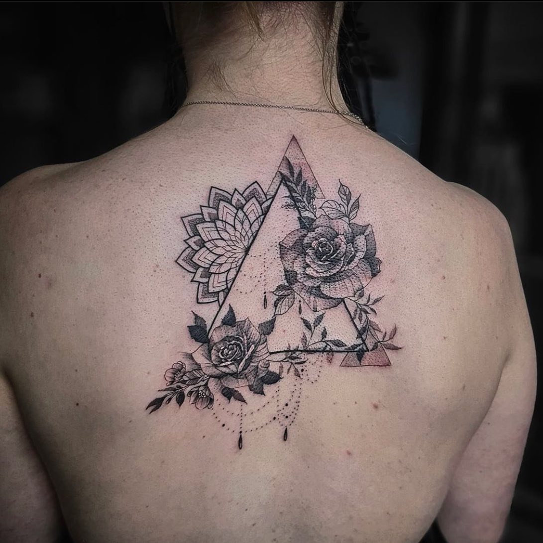 Rose Tattoo Geometric Triangle Tattoo Festival Tattoo Boho Tattoo Chest  Tattoo Flower Tattoo Tattoo Sleeve Floral Tattoo - Etsy