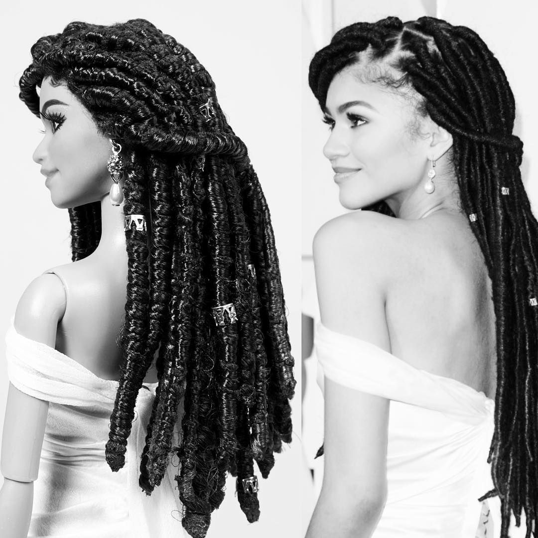 Half-Up Side Parted Hair Dreadlock Hairstyles