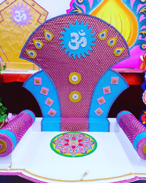 Jalan Fireworks Decorative Thermocol Designer Foldable Ganesh Laxmi Aasan  for Diwali (24