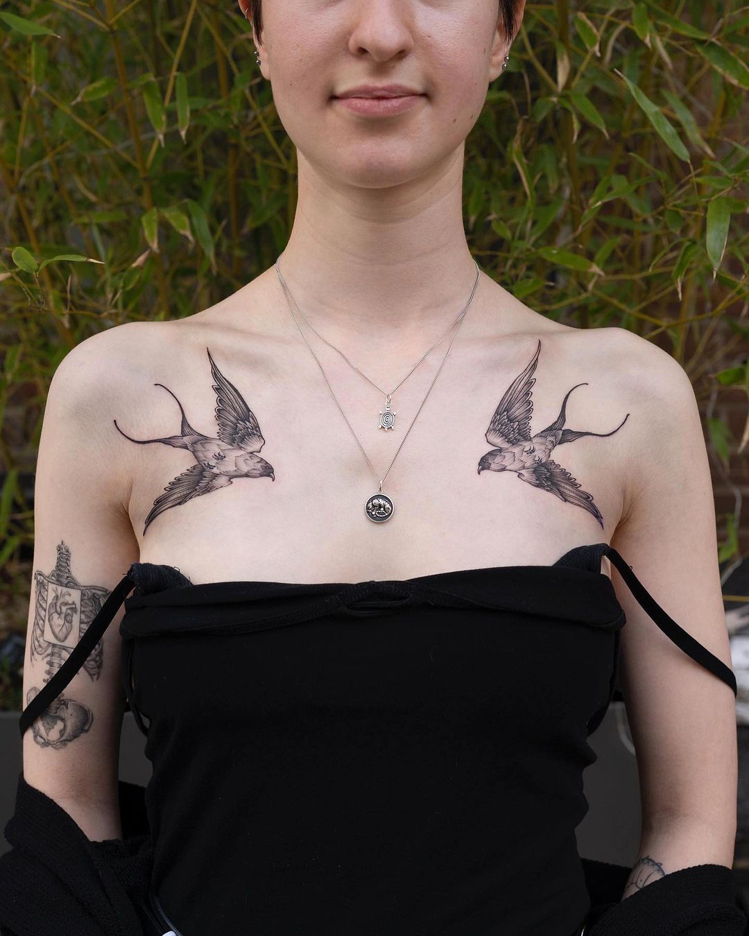 girl chest tattoos designs