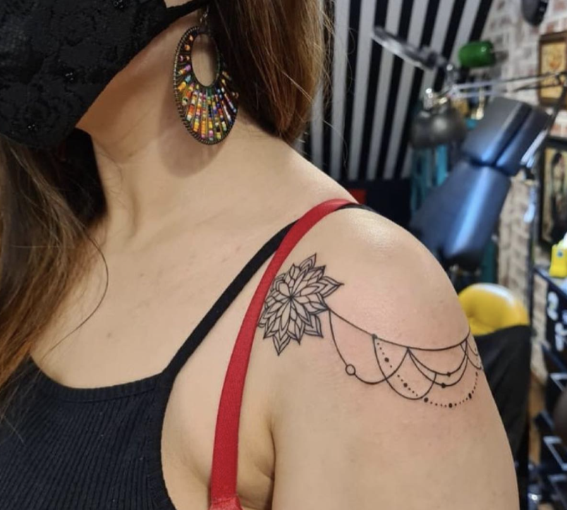 Floral shoulder tattoo for Karla. Tattoo done @moonsharktattoo. 🍋 ______  @crimsonrivertattoo: Wednesday & Friday (by appointment ... | Instagram