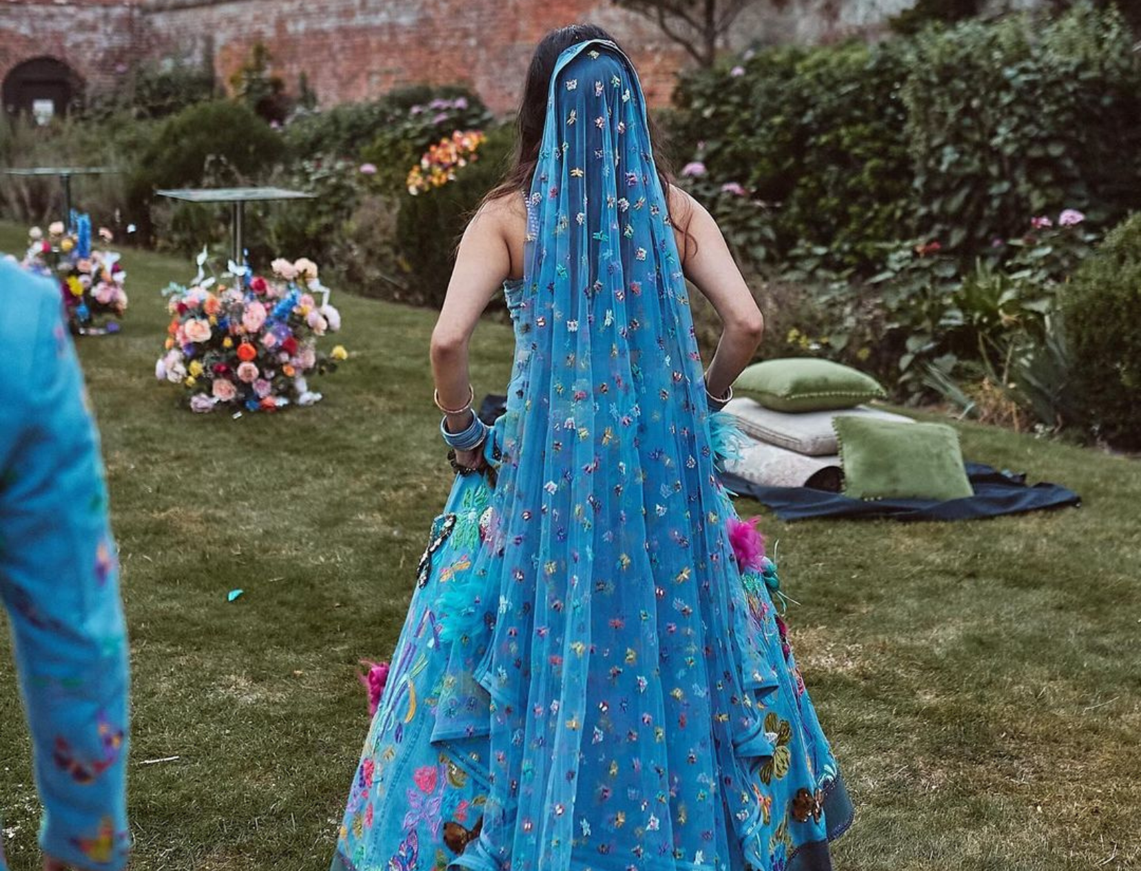 The FIRST EVER Denim Bridal Lehenga! 💙 We are absolutely in love with this  unique style lehenga with floral & butterflies all over. Al... | Instagram